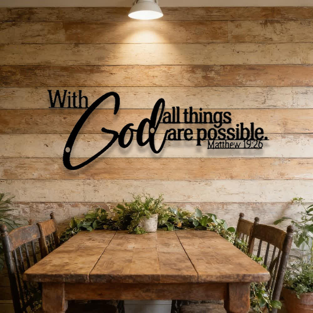 Christianartworkshop Mathew 19:26 Scripture With God All Things Are Possible Metal Wall Decor - image 2
