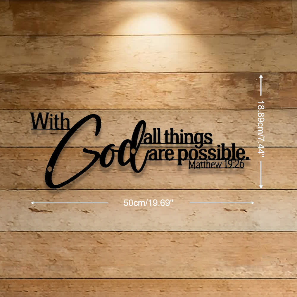Christianartworkshop Mathew 19:26 Scripture With God All Things Are Possible Metal Wall Decor - 19.69''*7.44''*0.05''/50*18.89*0.12cm - image 7