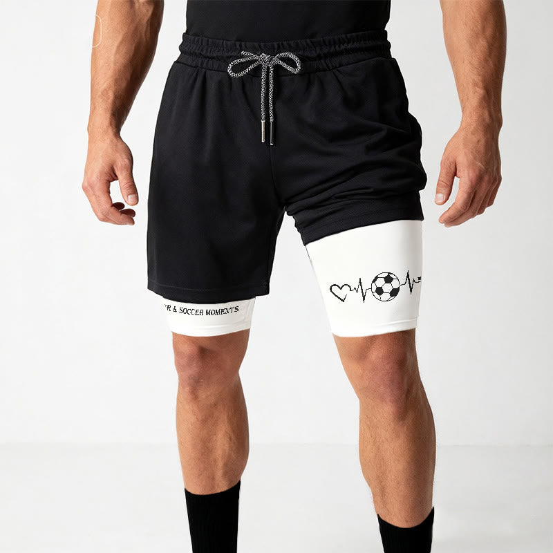 Christianartworkshop Soccer & Faith Heartbeat Cross Athletic Layered Shorts - image 3
