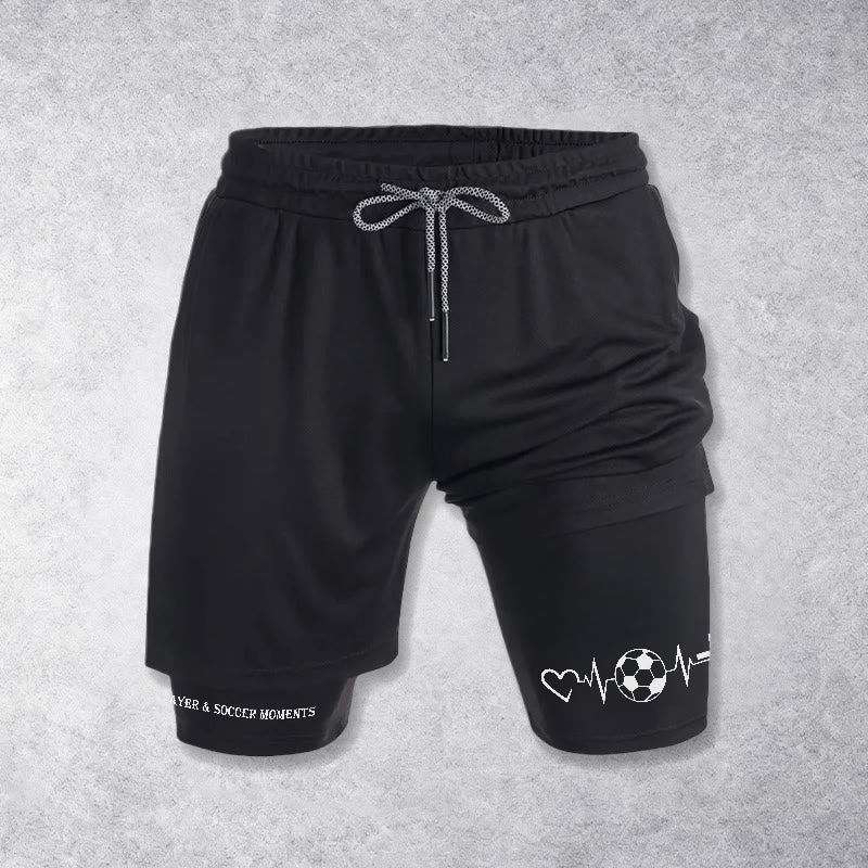 Christianartworkshop Soccer & Faith Heartbeat Cross Athletic Layered Shorts - Black - 3XL - image 9