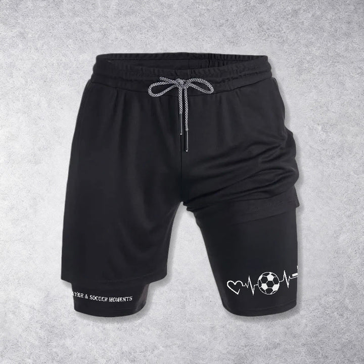 Christianartworkshop Soccer & Faith Heartbeat Cross Athletic Layered Shorts - Black - 3XL - image 9