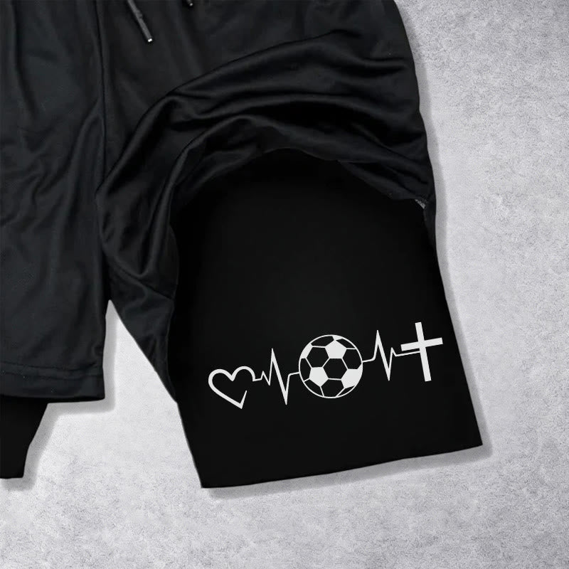 Christianartworkshop Soccer & Faith Heartbeat Cross Athletic Layered Shorts - image 15