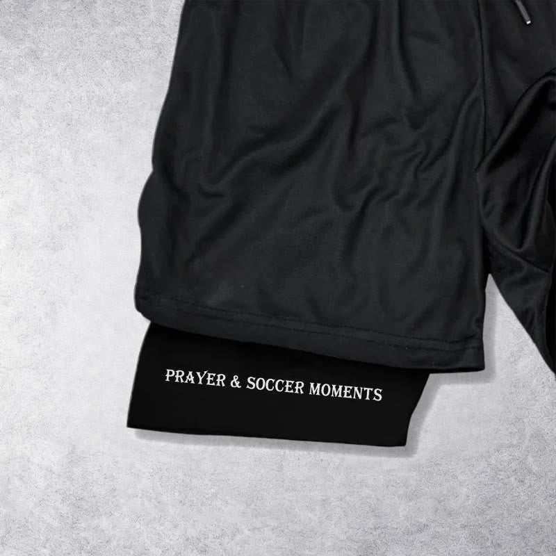 Christianartworkshop Soccer & Faith Heartbeat Cross Athletic Layered Shorts - image 14