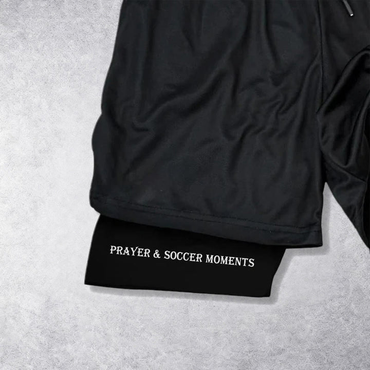 Christianartworkshop Soccer & Faith Heartbeat Cross Athletic Layered Shorts - image 14