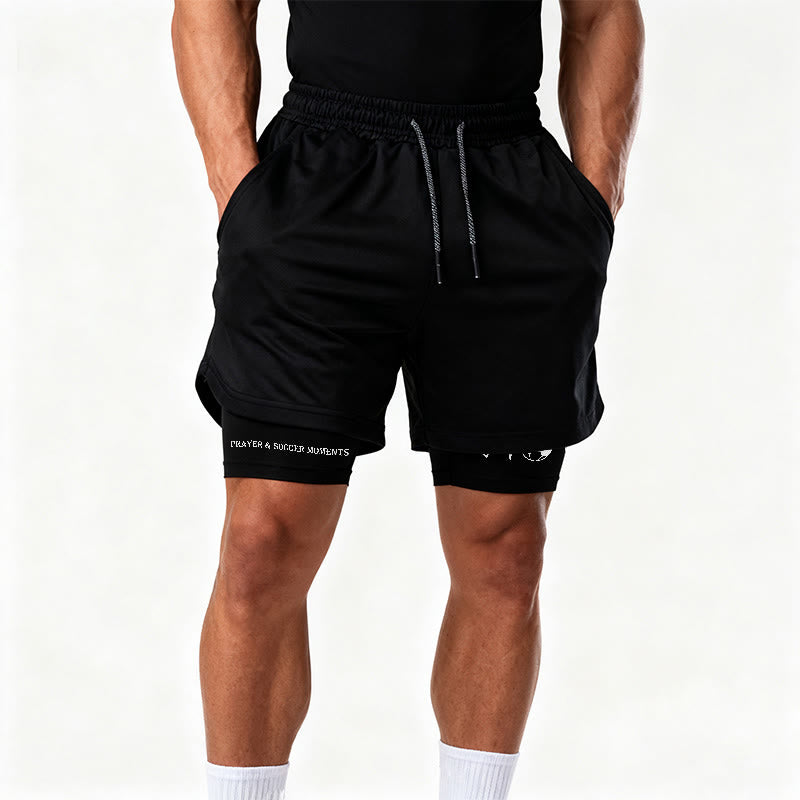 Christianartworkshop Soccer & Faith Heartbeat Cross Athletic Layered Shorts - image 13