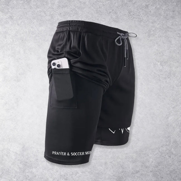 Christianartworkshop Soccer & Faith Heartbeat Cross Athletic Layered Shorts - image 16