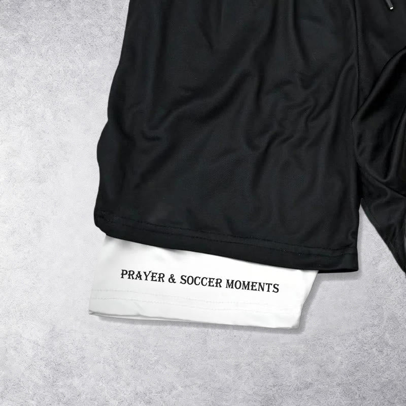 Christianartworkshop Soccer & Faith Heartbeat Cross Athletic Layered Shorts - image 5