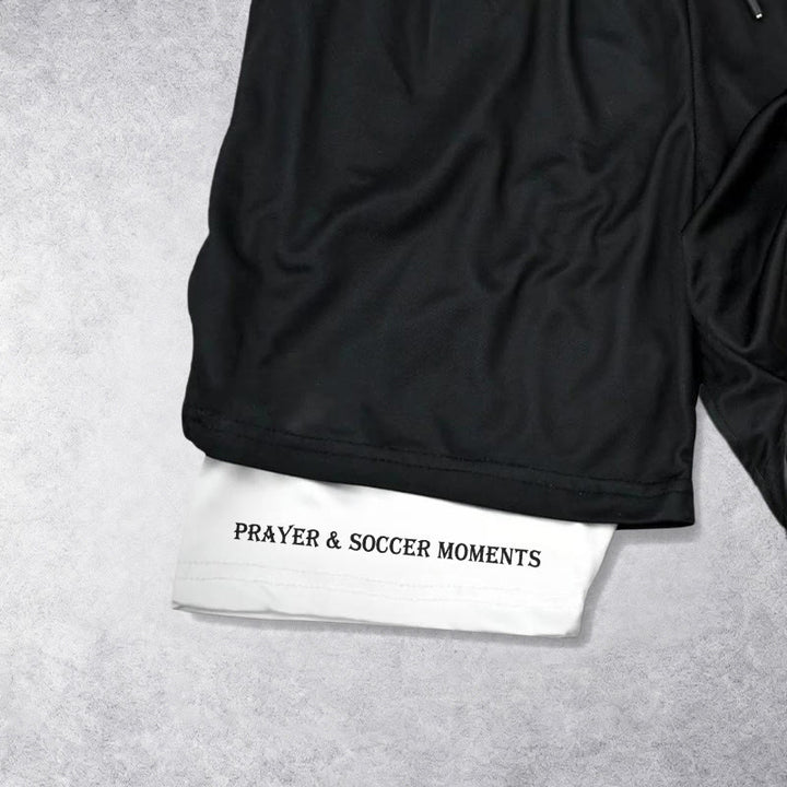 Christianartworkshop Soccer & Faith Heartbeat Cross Athletic Layered Shorts - image 5