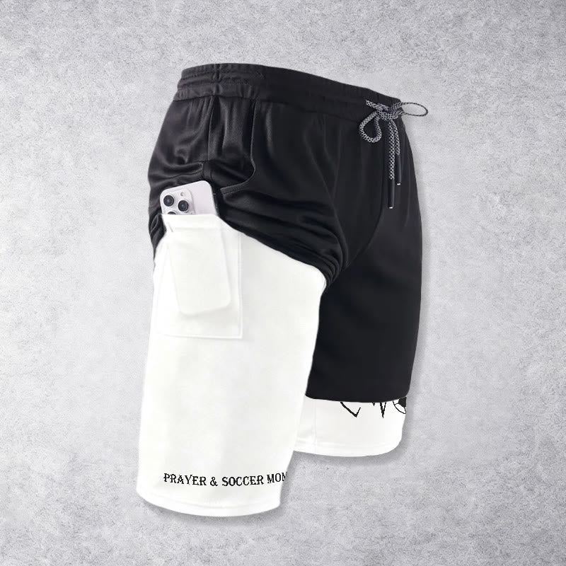 Christianartworkshop Soccer & Faith Heartbeat Cross Athletic Layered Shorts - image 7