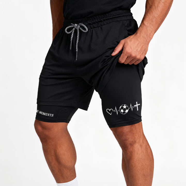 Christianartworkshop Soccer & Faith Heartbeat Cross Athletic Layered Shorts - image 11