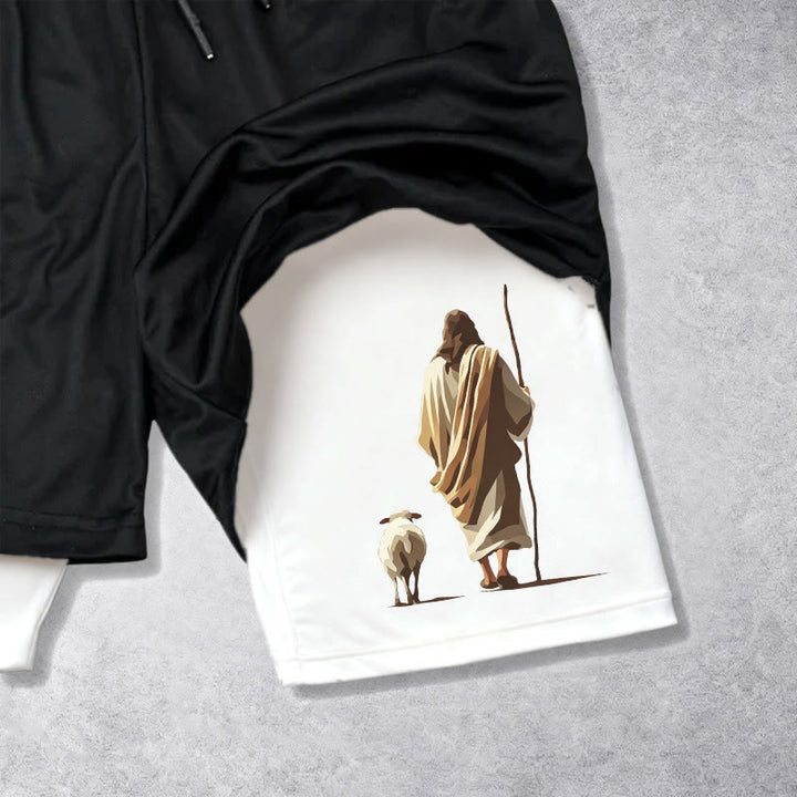 Christianartworkshop Jesus The Good Shepherd Psalm 27:1 Performance Layered Shorts - image 6