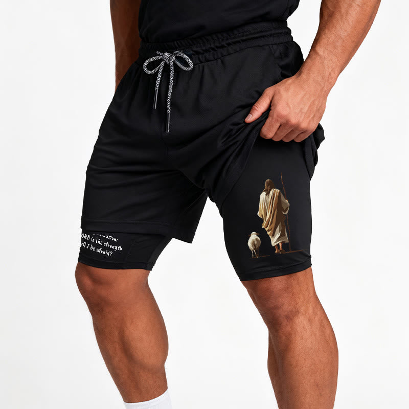 Christianartworkshop Jesus The Good Shepherd Psalm 27:1 Performance Layered Shorts - image 12