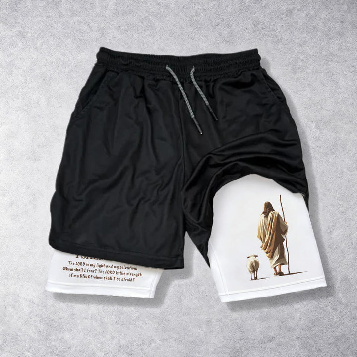 Christianartworkshop Jesus The Good Shepherd Psalm 27:1 Performance Layered Shorts - image 1