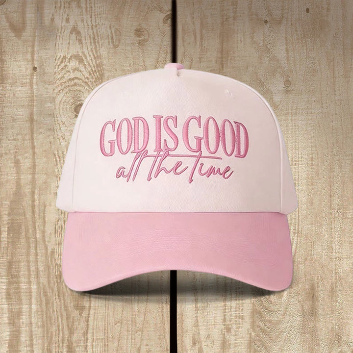 Christianartworkshop God Is Good All The Time Embroidered Casual Faith Baseball Cap - Pink - image 0