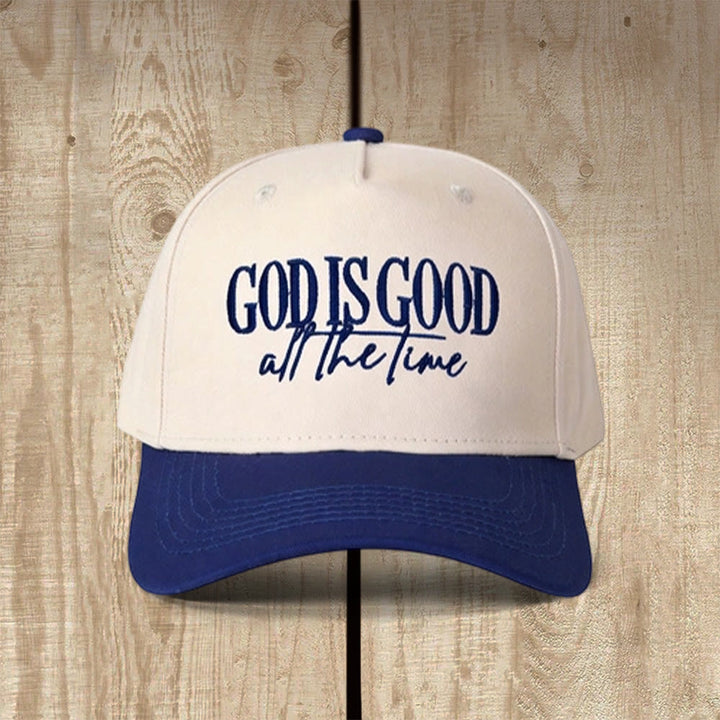 Christianartworkshop God Is Good All The Time Embroidered Casual Faith Baseball Cap - Navy - image 1