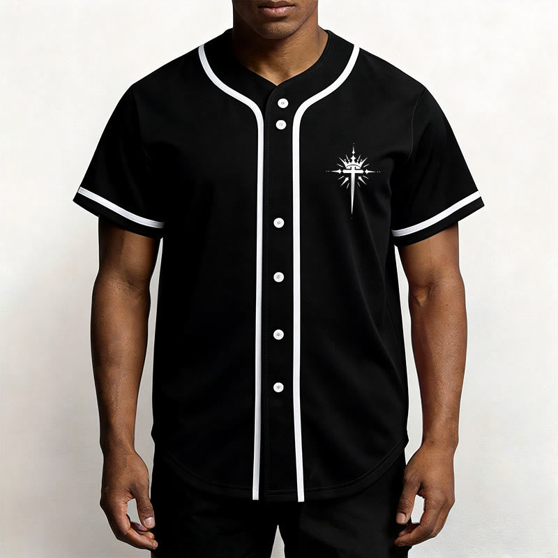 Christianartworkshop Jesus Is King Angel Wings Cross Faith Statement Custom Baseball Jersey - image 1