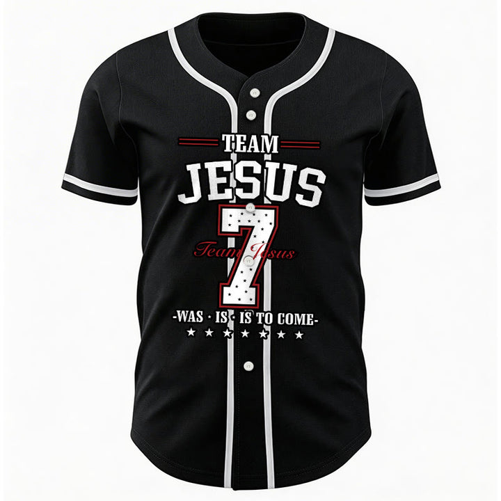 Christianartworkshop Team Jesus Was Is And Is To Come Custom Number 7 Baseball Jersey - image 10
