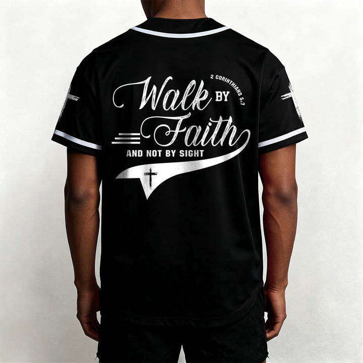 Christianartworkshop 2 Corinthians 5:7 “Walk By Faith And Not By Sight” Cross Statement Baseball Jersey - image 18