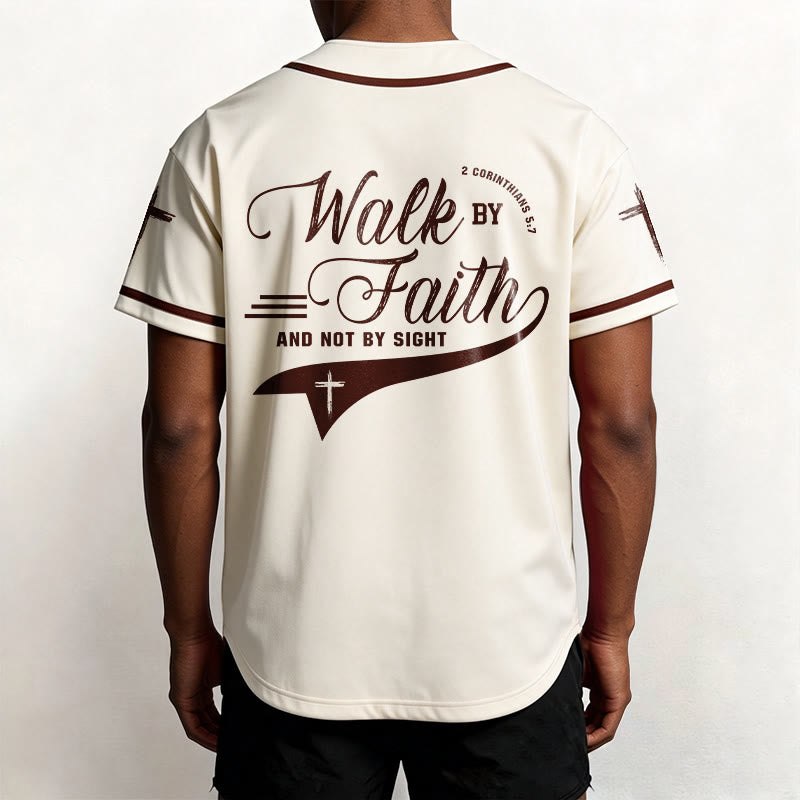 Christianartworkshop 2 Corinthians 5:7 “Walk By Faith And Not By Sight” Cross Statement Baseball Jersey - image 25