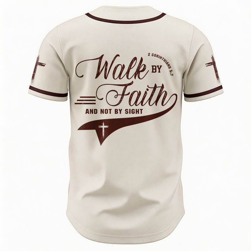 Christianartworkshop 2 Corinthians 5:7 “Walk By Faith And Not By Sight” Cross Statement Baseball Jersey - image 27
