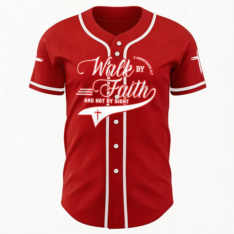 Christianartworkshop 2 Corinthians 5:7 “Walk By Faith And Not By Sight” Cross Statement Baseball Jersey - image 31