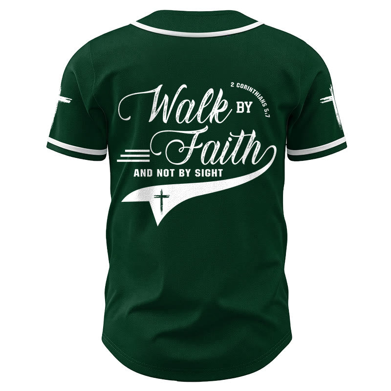 Christianartworkshop 2 Corinthians 5:7 “Walk By Faith And Not By Sight” Cross Statement Baseball Jersey - image 55