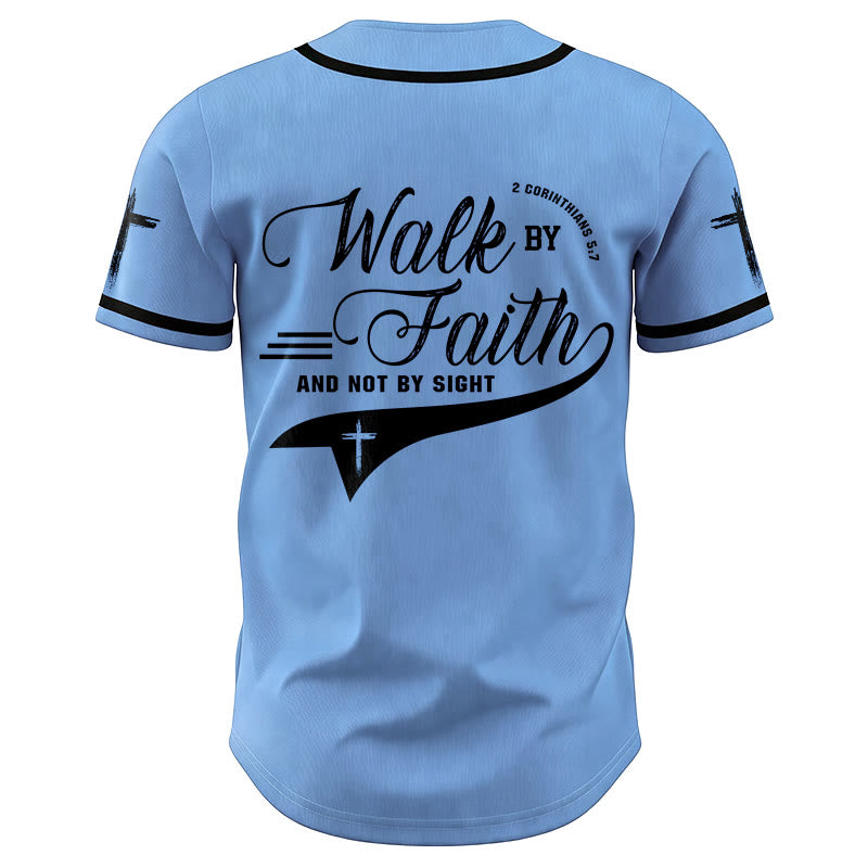 Christianartworkshop 2 Corinthians 5:7 “Walk By Faith And Not By Sight” Cross Statement Baseball Jersey - image 48