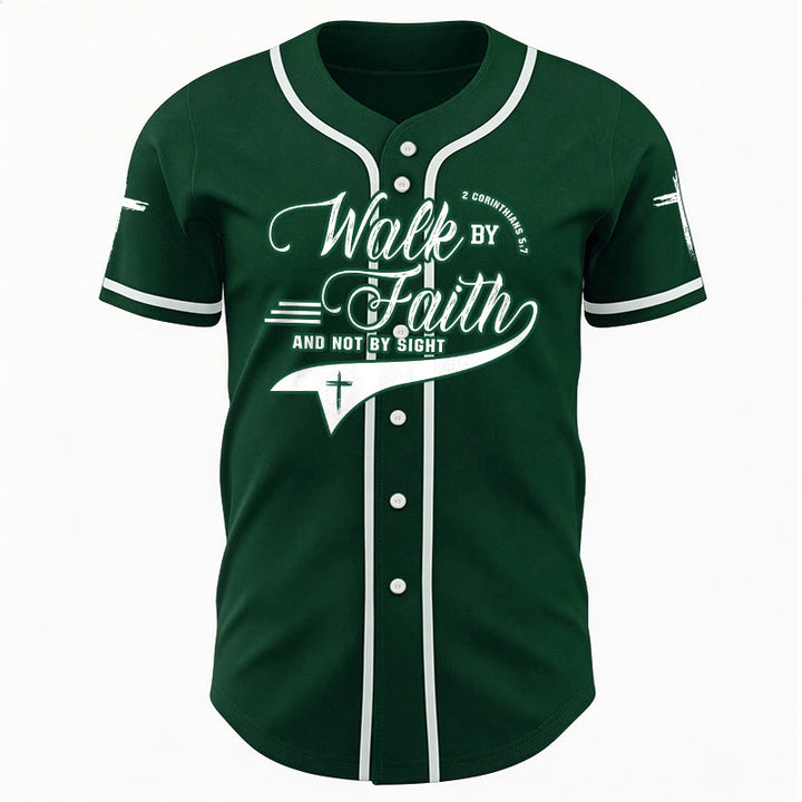 Christianartworkshop 2 Corinthians 5:7 “Walk By Faith And Not By Sight” Cross Statement Baseball Jersey - image 52