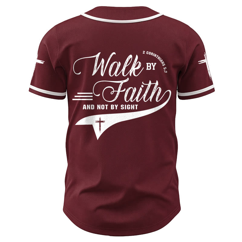 Christianartworkshop 2 Corinthians 5:7 “Walk By Faith And Not By Sight” Cross Statement Baseball Jersey - image 41