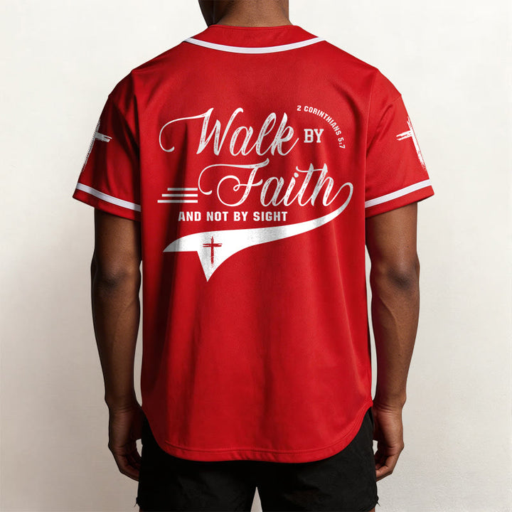 Christianartworkshop 2 Corinthians 5:7 “Walk By Faith And Not By Sight” Cross Statement Baseball Jersey - image 32