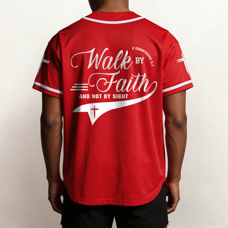 Christianartworkshop 2 Corinthians 5:7 “Walk By Faith And Not By Sight” Cross Statement Baseball Jersey - image 32
