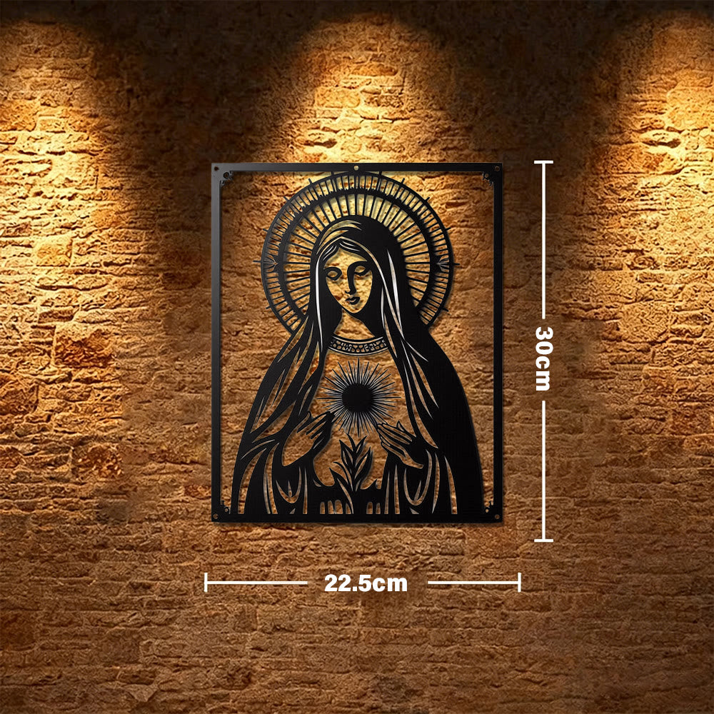 Christianartworkshop Our Lady of the Sacred Heart Metal Wall Decor: Marian Devotion & Divine Love Statement - 8.86''*11.81''/22.5cm*30cm - image 6