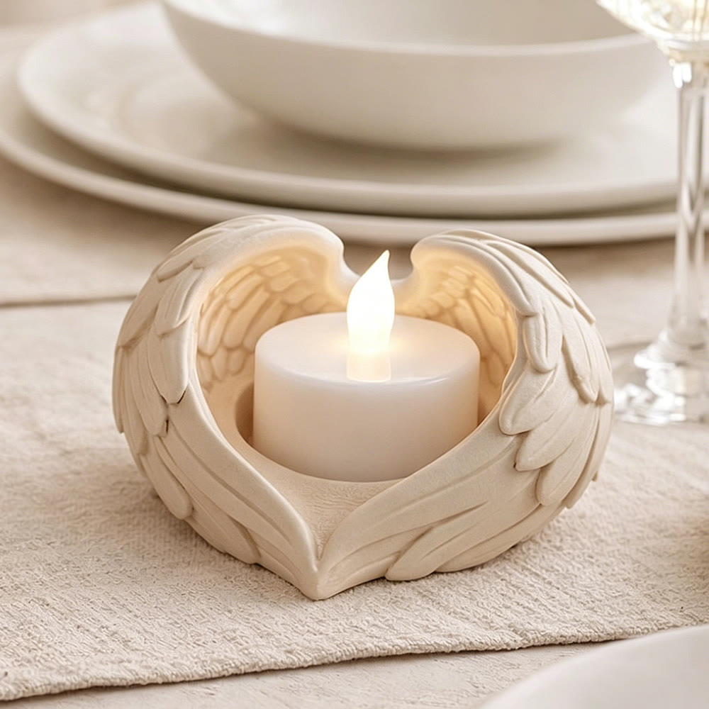 Christianartworkshop Angel Wings Heart Candle Holder Decorative Ornament: Embody Divine Light & Peaceful Warmth - image 1