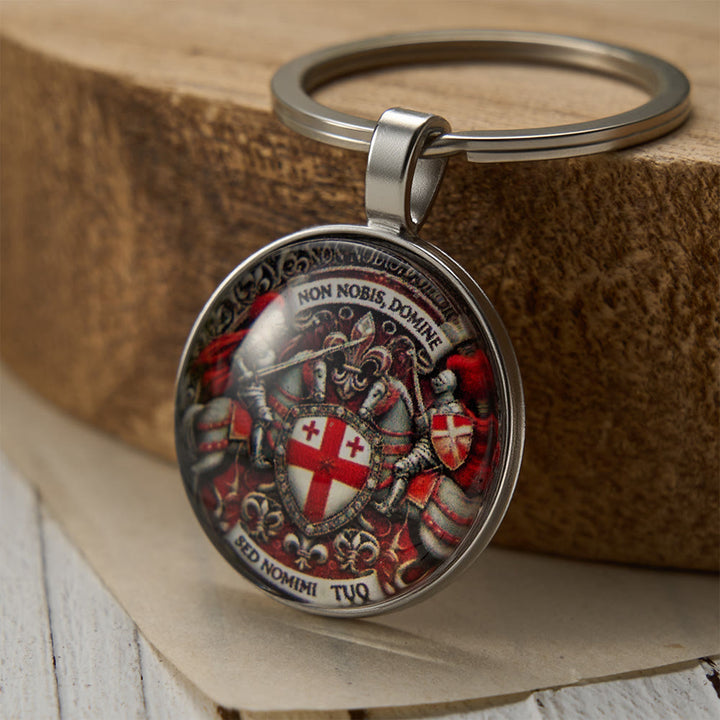 Christianartworkshop Spiritual Companion Knights Templar Keychain: Faith-Filled Token of Chivalric Grace - Knights Templar - image 0