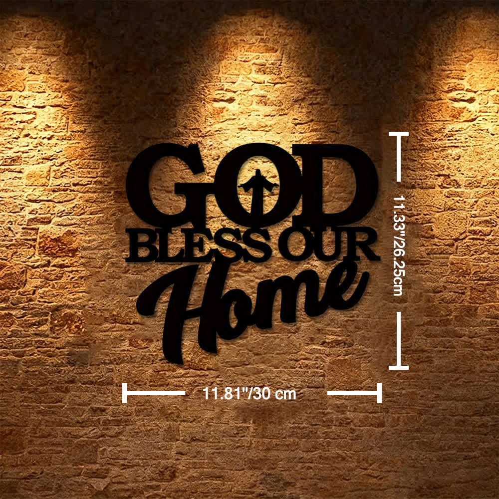 Christianartworkshop God Bless Our Home Metal Wall Art: Stylish Faith Token for Home Decor - 11.81''*10.33''*0.039''/30*26.25*0.1cm - image 8