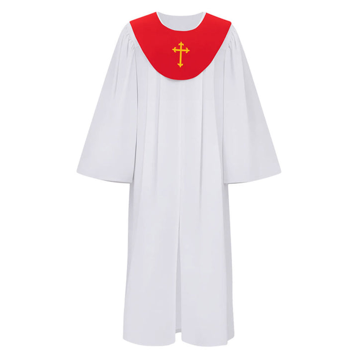 Christianartworkshop Divine Clergy Robe for Religious Services - Cross Accent Yoke - Red - 2XL - image 5