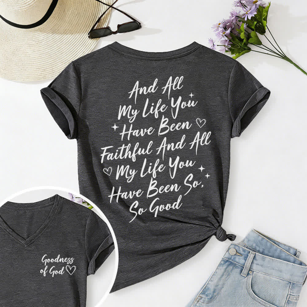 Christianartworkshop Women's I Will Sing Of The Goodness Of God Casual V-neck T-shirt - Dark Grey - 2XL - image 10