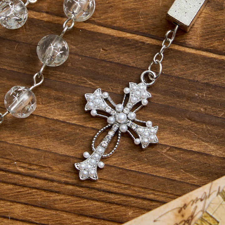 Christianartworkshop Frosted Bead Six Tablets Rosary with St. Benedict Medal and Cross - image 9
