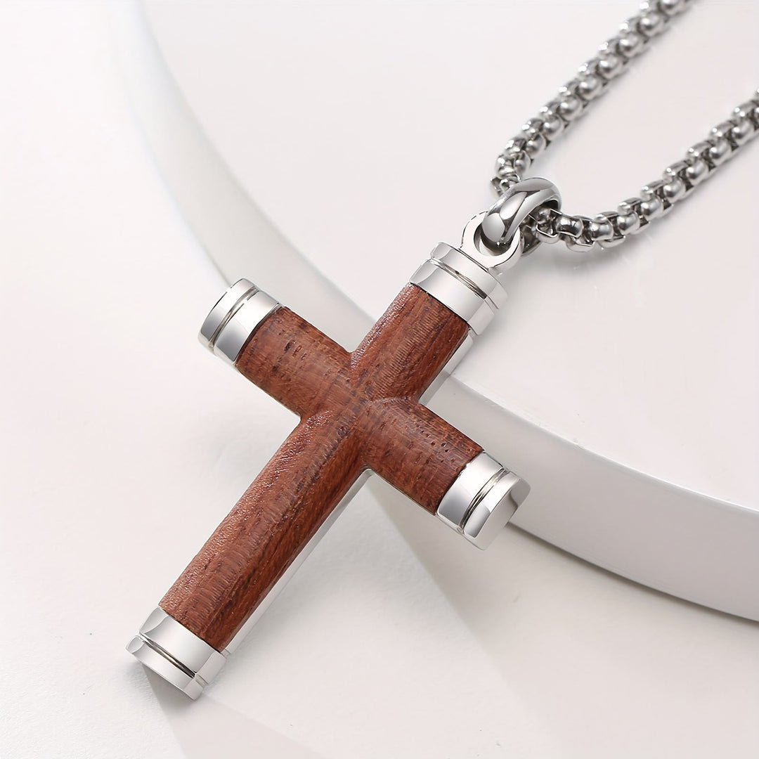 Christianartworkshop Minimalist Wood Cross Necklace with Sleek Metal Ends: An Emblem of Strength and Devotion - image 9