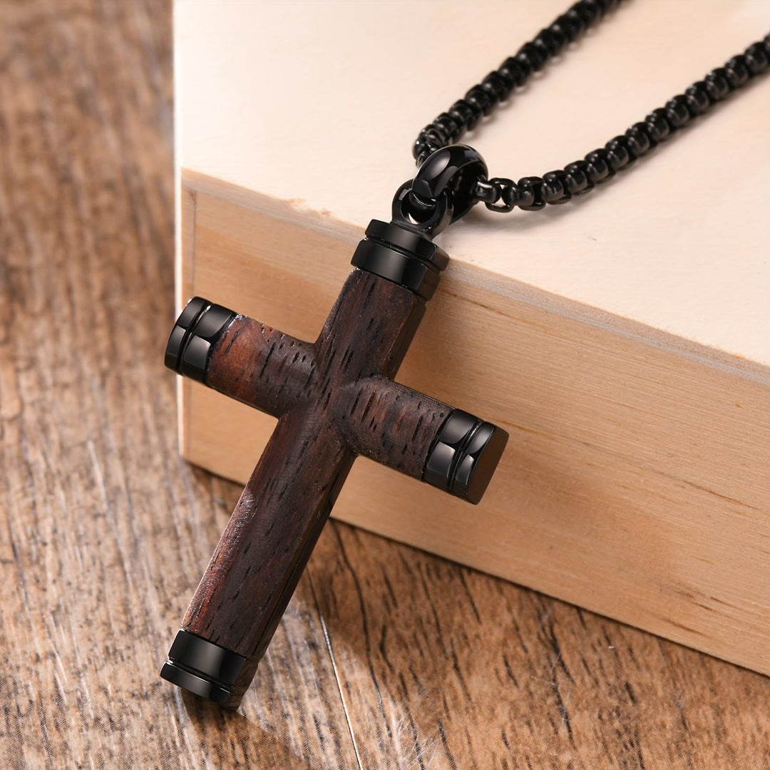 Christianartworkshop Minimalist Wood Cross Necklace with Sleek Metal Ends: An Emblem of Strength and Devotion - image 4