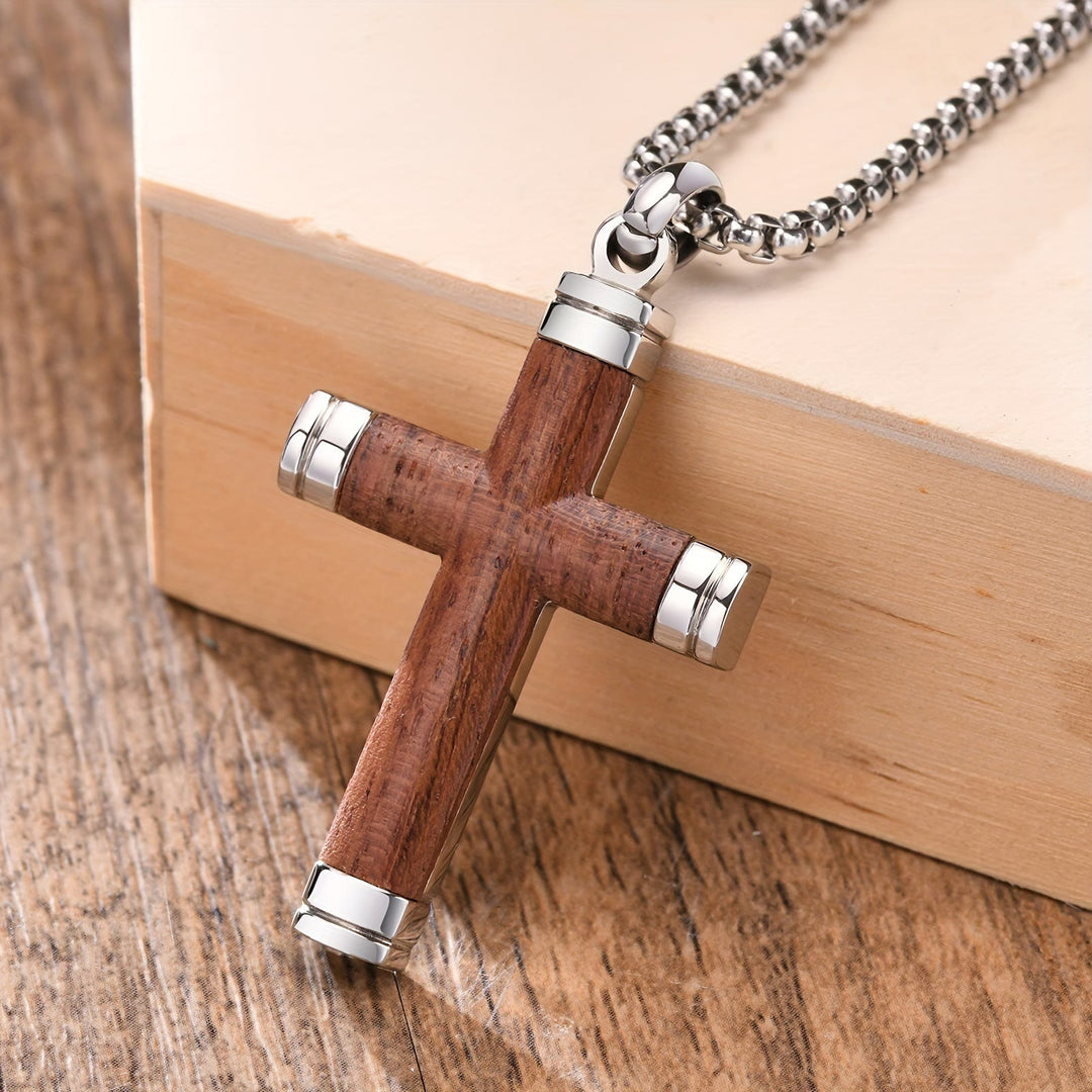 Christianartworkshop Minimalist Wood Cross Necklace with Sleek Metal Ends: An Emblem of Strength and Devotion - image 10