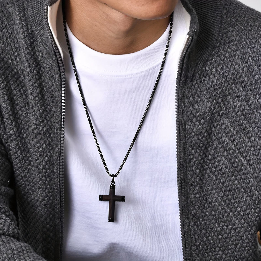 Christianartworkshop Minimalist Wood Cross Necklace with Sleek Metal Ends: An Emblem of Strength and Devotion - image 3