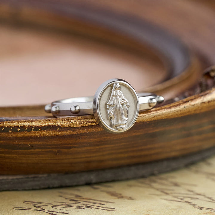 Christianartworkshop Our Lady of Grace Finger Rosary Ring with Marian Medallion: A Symbol of Devotion - image 6
