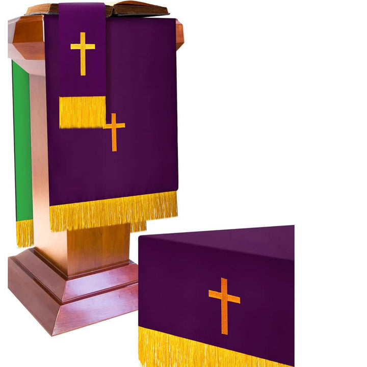 Christianartworkshop Complete Church Parament Set: Table Runner, Lectern Scarf & Bible Marker in Red and White - Green & Purple - image 18