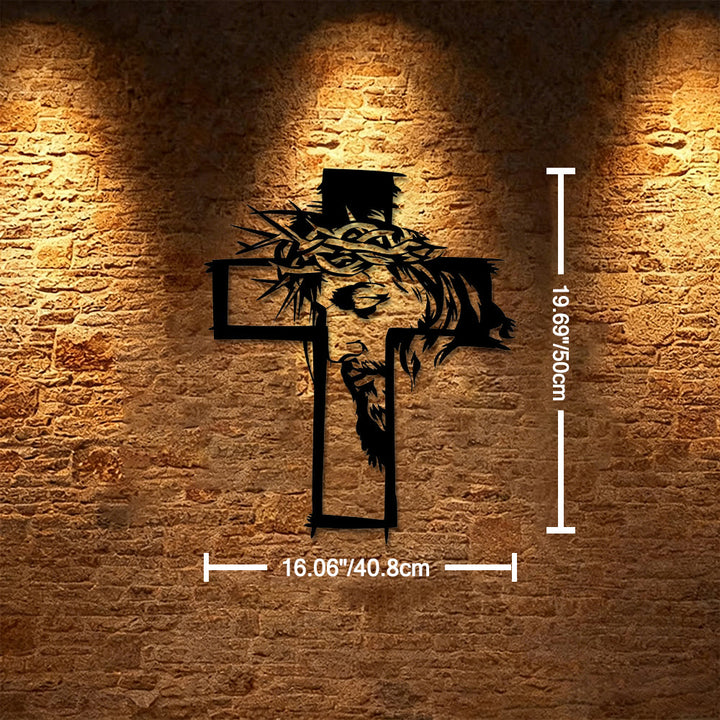 Christianartworkshop Cross With Jesus and Crown of Thorns Metal Wall Decor: A Striking Reminder of Grace - 16.06''*19.69''*0.047''/40.8cm*50cm*0.12cm - image 6