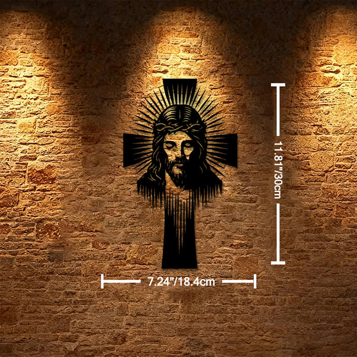 Christianartworkshop Radiant Jesus Cross Metal Wall Decor: A Symbol of Divine Light and Grace - 7.24"*11.81''*0.04''/18.4cm*30cm*0.1cm - image 5