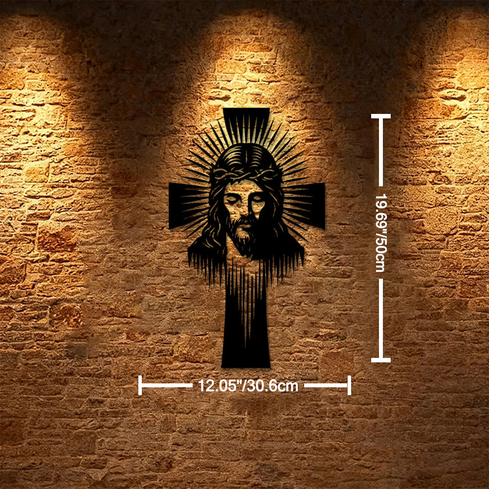 Christianartworkshop Radiant Jesus Cross Metal Wall Decor: A Symbol of Divine Light and Grace - 12.05''*19.69''*0.047''/30.6cm*50cm*0.12cm - image 7