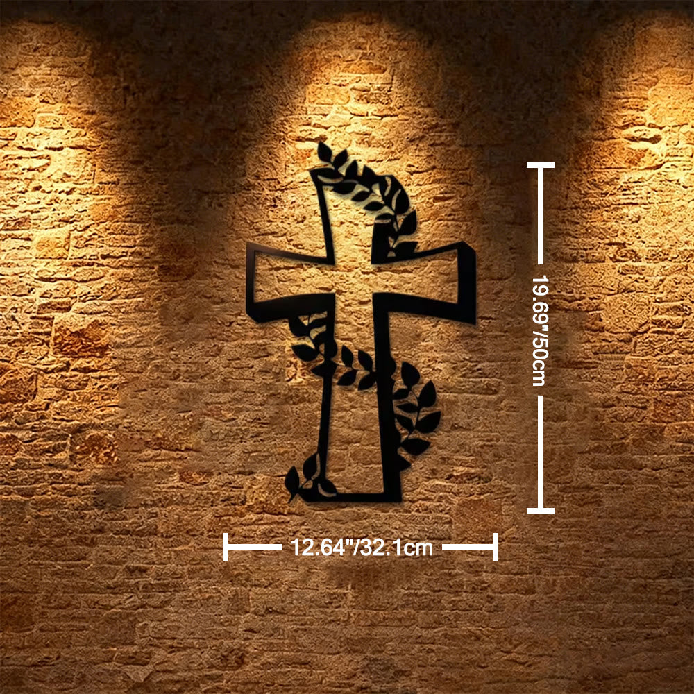 Christianartworkshop Modern Cross With Leafy Vine Metal Wall Decor: A Powerful Statement of Growing Faith - 12.64''*19.69''*0.047''/32.1cm*50cm*0.12cm - image 6