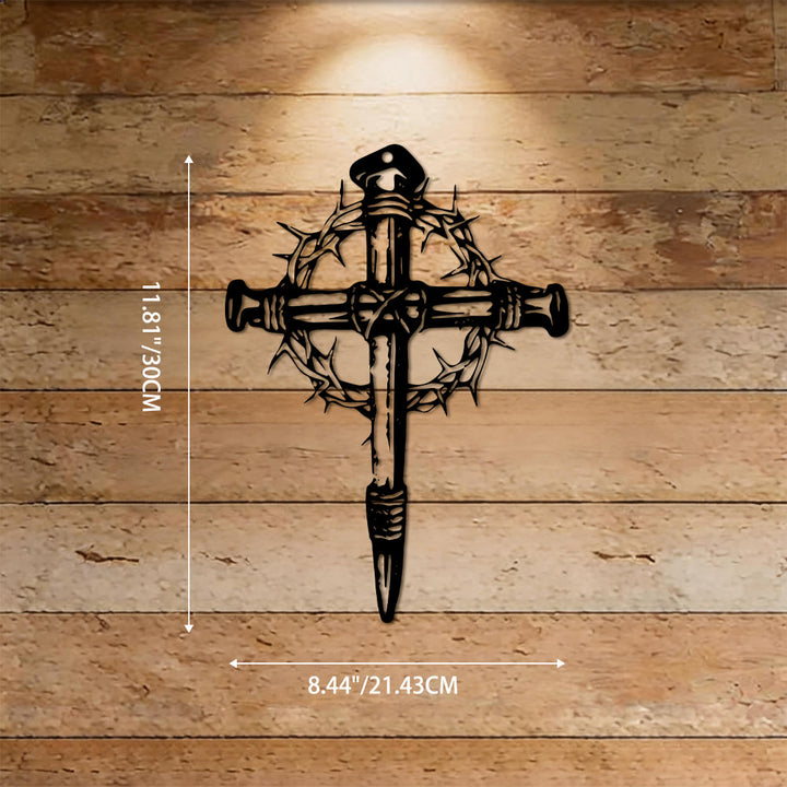 Christianartworkshop Nail Cross With Crown of Thorns Metal Wall Decor: A Symbol of Christ’s Sacrifice - 8.43"*11.81''*0.04''/21.43cm*30cm*0.1cm - image 7