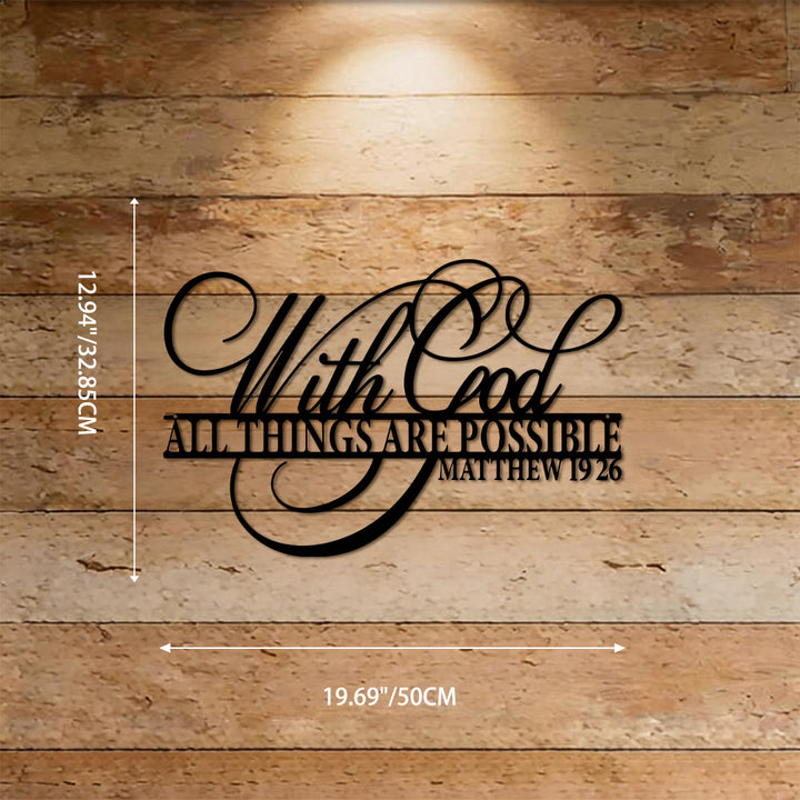 Christianartworkshop Minimalist With God All Things Are Possible Bible Verse Metal Wall Decor - 12.93''*19.69''*0.047''/32.85cm*50cm*0.12cm - image 9